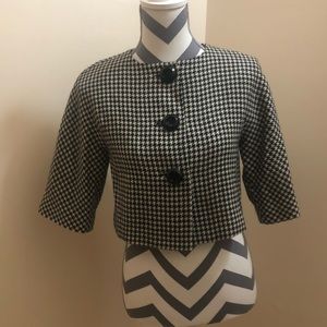 Black and White Houndstooth Crop Jacket
